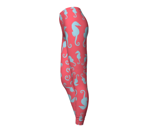 Seahorse Leggings - Coral Pink