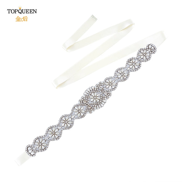 TOPQUEEN S161 Luxury Bridal Belts With Rhinestone Bridal Wedding Accessories Belt for Women Wedding Dress Sash Belt Formal Belts