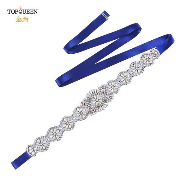 TOPQUEEN S161 Luxury Bridal Belts With Rhinestone Bridal Wedding Accessories Belt for Women Wedding Dress Sash Belt Formal Belts