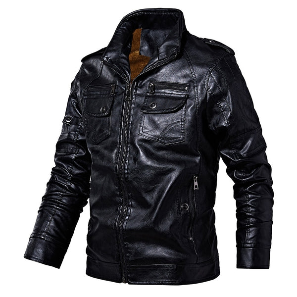 Men's Leather Jackets Winter Fleece Casual Motorcycle Jacket Biker Leather Coats European Windbreaker Genuine Leather Jacket