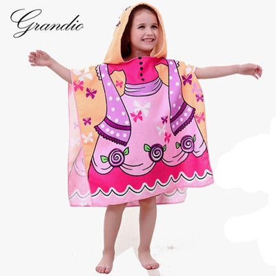 Baby Hooded Bath Towel Poncho Children Kids Bathrobe Towels Bath Robe Quick Dry Absorbent Microfiber Travel Sports Beach Towel