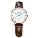 TIME100 Light Luxury Fashion Watch Simple Light Leather Belt Disc Calendar Ladies Watch Retro Wild Quartz Watch Female