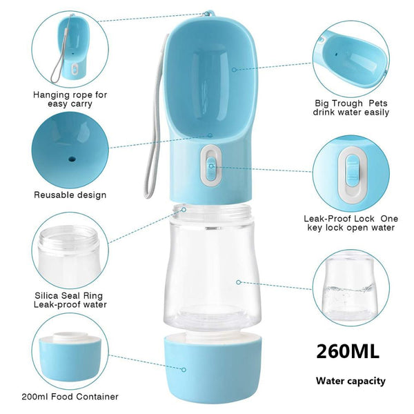 Dog Water Bottle Portable Pet Drinking Water Feeder Bowl Dog Cat Food Feeding for Puppy Dog Cat Outdoor Walking Travel Supplies