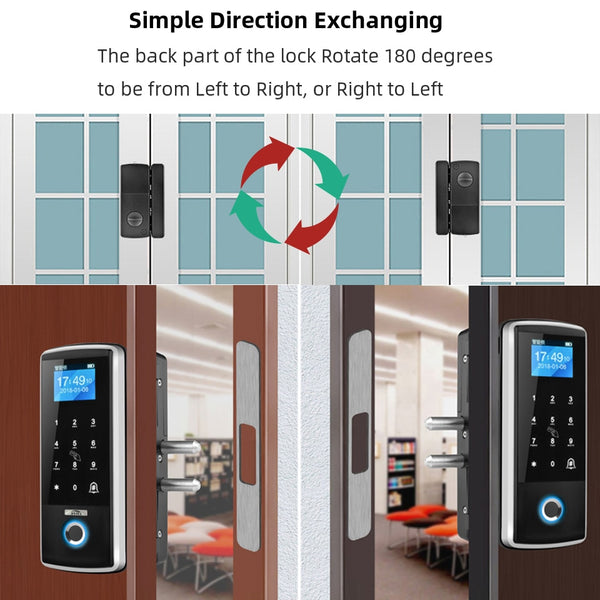 Smart Door Fingerprint Electric Lock Electronic Digital Gate Opener RFID Biometric Finger Print Security Glass Password Card