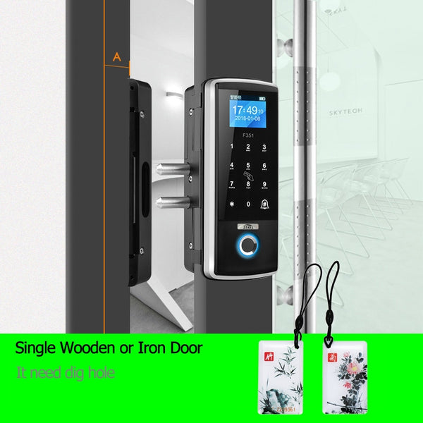 Smart Door Fingerprint Electric Lock Electronic Digital Gate Opener RFID Biometric Finger Print Security Glass Password Card