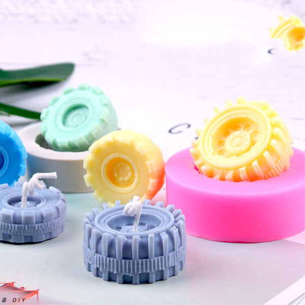 3D Tyre Silicone Candle Mold DIY Car Tire Soap Mold Fondant Cake Mold Chocolate Fudge Tool Resin Clay Candle Molds