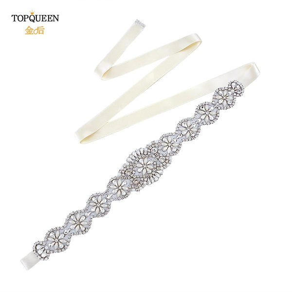 TOPQUEEN S161 Luxury Bridal Belts With Rhinestone Bridal Wedding Accessories Belt for Women Wedding Dress Sash Belt Formal Belts