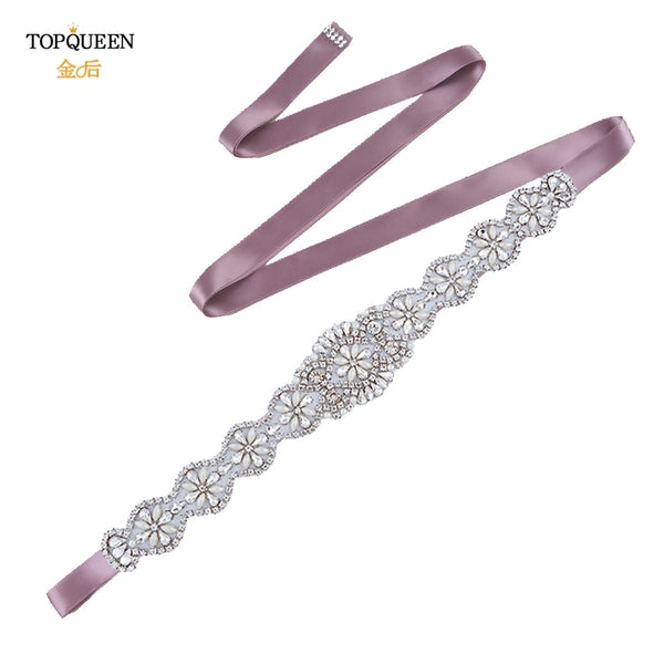 TOPQUEEN S161 Luxury Bridal Belts With Rhinestone Bridal Wedding Accessories Belt for Women Wedding Dress Sash Belt Formal Belts