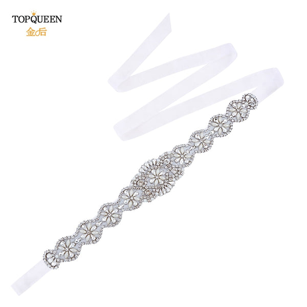 TOPQUEEN S161 Luxury Bridal Belts With Rhinestone Bridal Wedding Accessories Belt for Women Wedding Dress Sash Belt Formal Belts