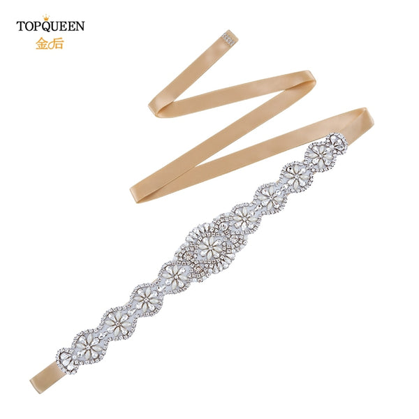 TOPQUEEN S161 Luxury Bridal Belts With Rhinestone Bridal Wedding Accessories Belt for Women Wedding Dress Sash Belt Formal Belts