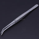 Stainless Steel Tweezers Serrated Curved Dental Instruments Dental Tool