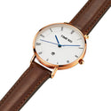 TIME100 Light Luxury Fashion Watch Simple Light Leather Belt Disc Calendar Ladies Watch Retro Wild Quartz Watch Female