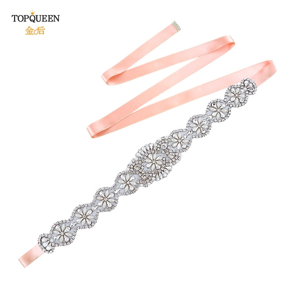 TOPQUEEN S161 Luxury Bridal Belts With Rhinestone Bridal Wedding Accessories Belt for Women Wedding Dress Sash Belt Formal Belts