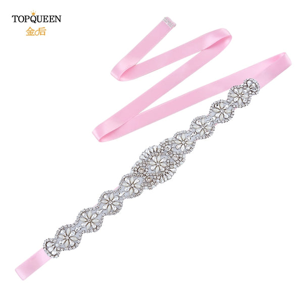 TOPQUEEN S161 Luxury Bridal Belts With Rhinestone Bridal Wedding Accessories Belt for Women Wedding Dress Sash Belt Formal Belts