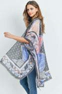 Hdf3161 - Chevron Pattern Printed Kimono