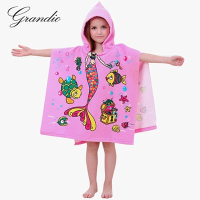 Baby Hooded Bath Towel Poncho Children Kids Bathrobe Towels Bath Robe Quick Dry Absorbent Microfiber Travel Sports Beach Towel