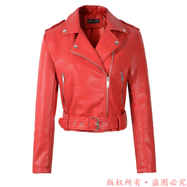 New Arrival Brand Winter Autumn Green Motorcycle Leather Jackets Yellow Leather Jacket Women Leather Coat Slim PU Jacket Leather