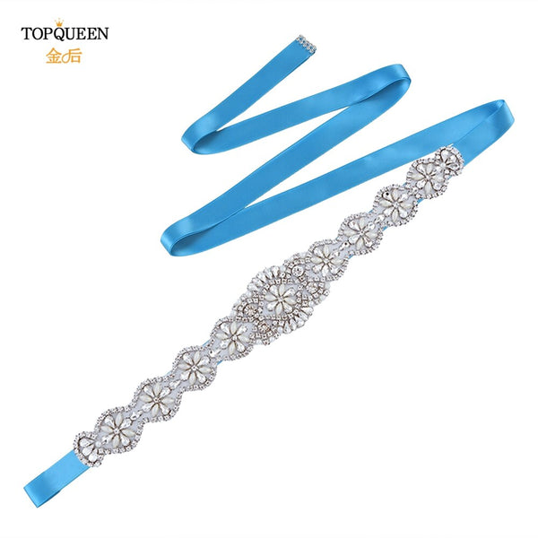 TOPQUEEN S161 Luxury Bridal Belts With Rhinestone Bridal Wedding Accessories Belt for Women Wedding Dress Sash Belt Formal Belts