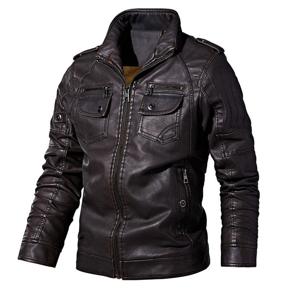 Men's Leather Jackets Winter Fleece Casual Motorcycle Jacket Biker Leather Coats European Windbreaker Genuine Leather Jacket