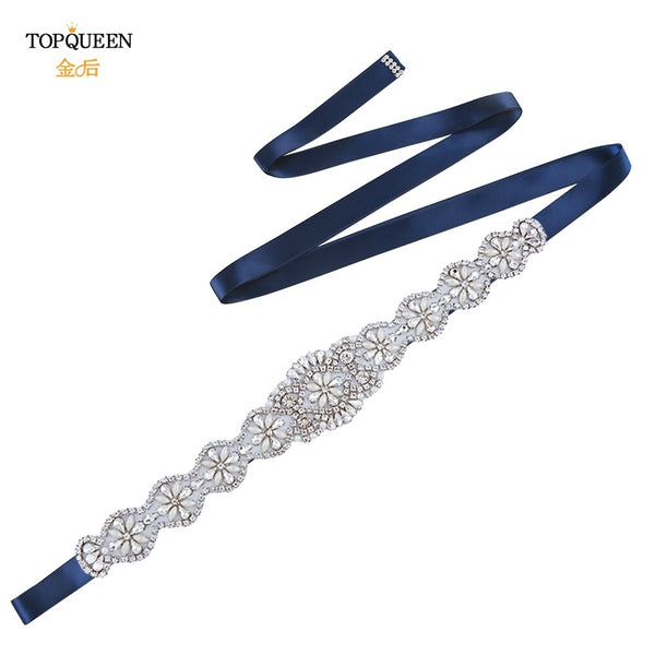 TOPQUEEN S161 Luxury Bridal Belts With Rhinestone Bridal Wedding Accessories Belt for Women Wedding Dress Sash Belt Formal Belts