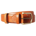 34 Mm Antique Buckle Leather Belt Tawny