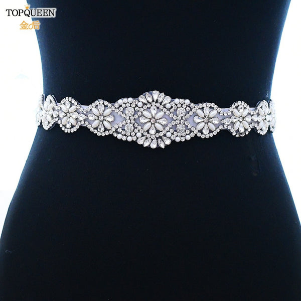 TOPQUEEN S161 Luxury Bridal Belts With Rhinestone Bridal Wedding Accessories Belt for Women Wedding Dress Sash Belt Formal Belts