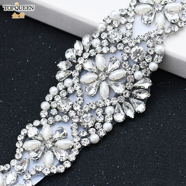 TOPQUEEN S161 Luxury Bridal Belts With Rhinestone Bridal Wedding Accessories Belt for Women Wedding Dress Sash Belt Formal Belts