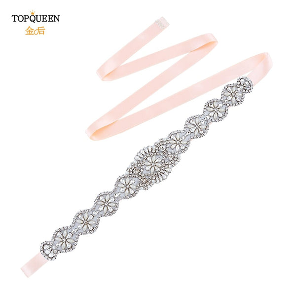 TOPQUEEN S161 Luxury Bridal Belts With Rhinestone Bridal Wedding Accessories Belt for Women Wedding Dress Sash Belt Formal Belts