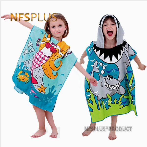 Baby Hooded Bath Towel Poncho Children Kids Bathrobe Towels Bath Robe Quick Dry Absorbent Microfiber Travel Sports Beach Towel