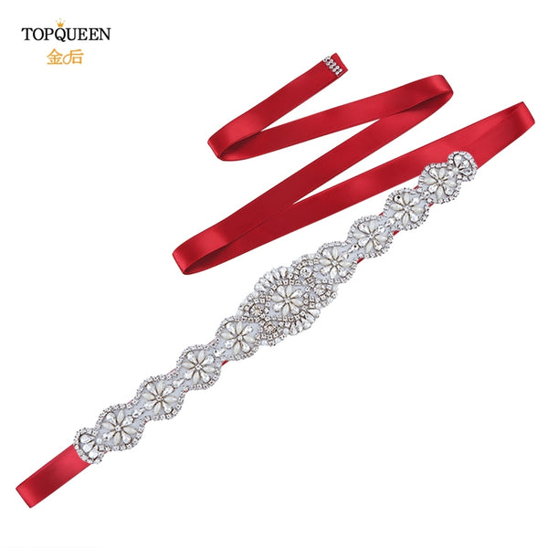 TOPQUEEN S161 Luxury Bridal Belts With Rhinestone Bridal Wedding Accessories Belt for Women Wedding Dress Sash Belt Formal Belts