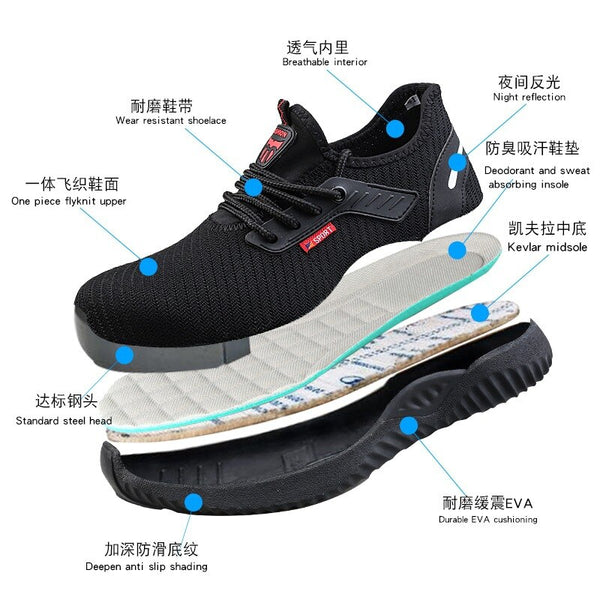 Work Safety Shoes Steel Toe Shoes for Men Safety Boots Men Steel Toe Protection Shoes Puncture Proof Steel Toe Security Shoe