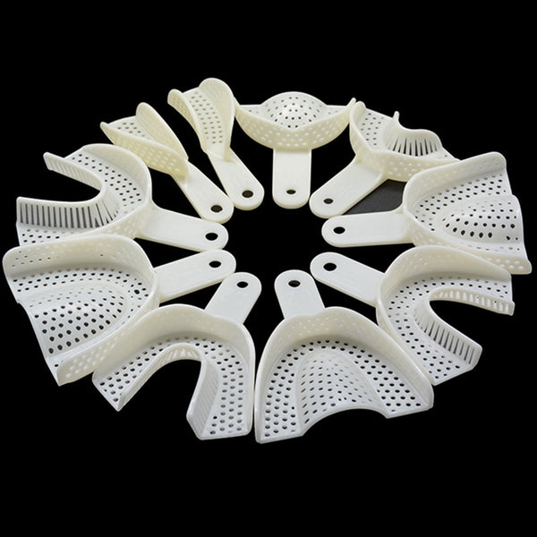 10Pcs/set  Dental Impression Plastic Trays Without Mesh Tray Dental Care Teeth Holder Dental Materials Supply For Oral Tools