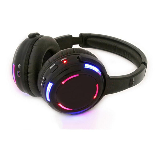 free shipping Universal dynamic headset DJ silent disco stereo wireless headphone with Led flashing