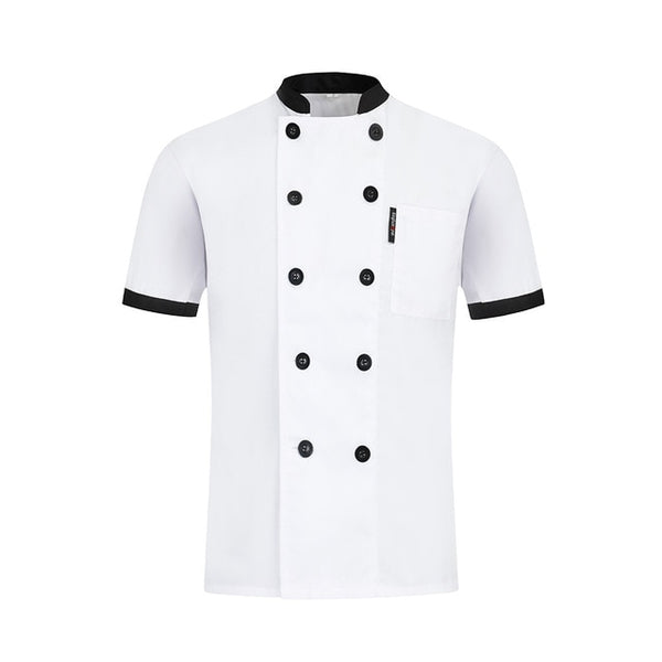 Wholesale Unisex Kitchen Chef Uniform Bakery Food Service Short Sleeve Breathable Double Breasted Catering Cook Wear Chef Jacket