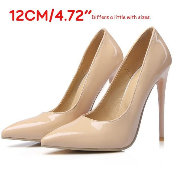 LAIGZEM FASHION Women Heels Pointy Toe Stiletto High Heels 6/8/12CM Pumps Dress Wedding Work Basic Shoes Woman Big Size 33-47