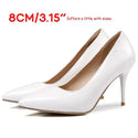 LAIGZEM FASHION Women Heels Pointy Toe Stiletto High Heels 6/8/12CM Pumps Dress Wedding Work Basic Shoes Woman Big Size 33-47