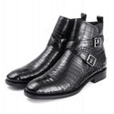 Business Men Luxury 100% Real Crocodile Leather Boots Buckle Design Formal Genuine Alligator Work Safety Shoes Dress Ankle Boots