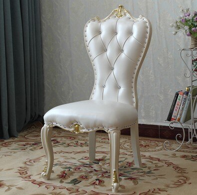 European dining chair modern solid carved soft bag fabric leather chair restaurant hotel nail white back home stool