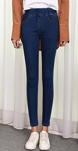 Jeans woman  high waist  plus size  skinny  black blue  pocket  mom Jeans  Denim  pencil  pant  6XL