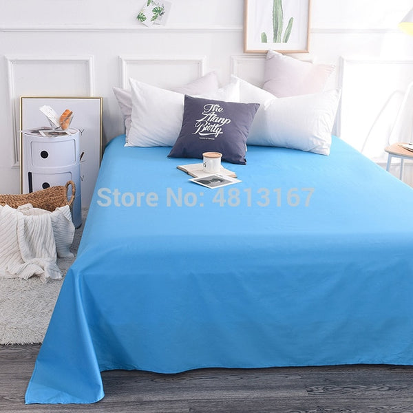 Egyptian Cotton Bed Sheets Flat Sheet Bedding Top Sheet Pure / Plain Colour Black White Gray Twin Full Queen King