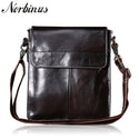 Norbinus Genuine Leather Bag Men Messenger Shoulder Bags Cowhide Crossbody Bag for Men Business Leather Handbags Small Briefcase