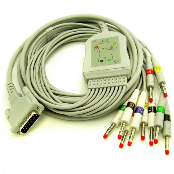 Compatible For Schiller AT1/ AT2 /CS6/ CS100/AT101 ECG EKG Cable with leadwires 10 leads Medical EKG Cable 4.0 Banana End IEC