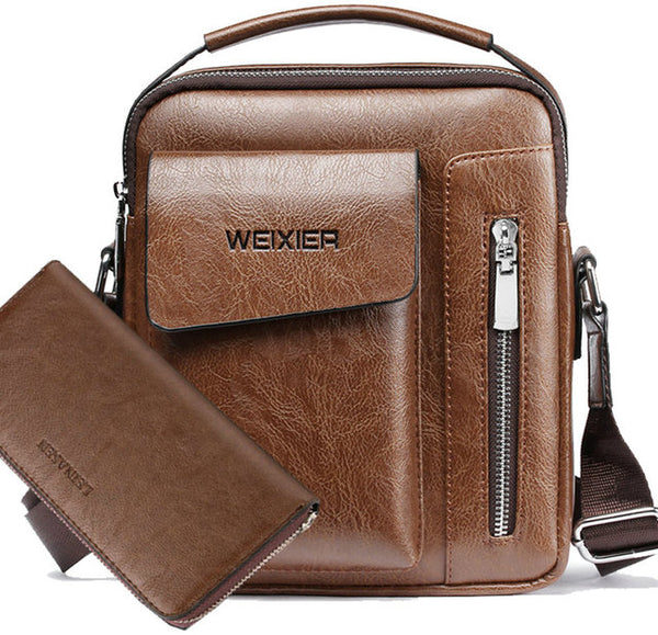 handbag Man Messenger Bag 2 Set Men Pu Leather Shoulder Bags Business Crossbody Casual Bag Famous Brand small black briefcase