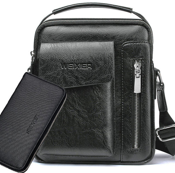 handbag Man Messenger Bag 2 Set Men Pu Leather Shoulder Bags Business Crossbody Casual Bag Famous Brand small black briefcase