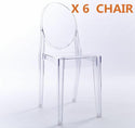 6pcs CLEAR GHOST TRANSPARENT MODERN PLASTIC DINING CHAIR / VANITY DRESSING CHAIR