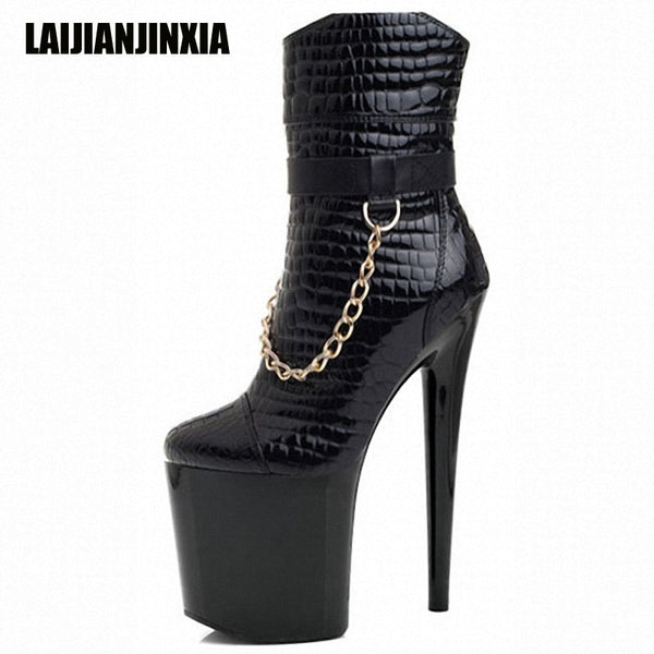 LAIJIANJINXIA Sex Toys Unisex Sexy BDSM Boots for Woman Ankle Boots Game Play 20cm Heel Fetish Ankle Lock High Boots Queen Shoes