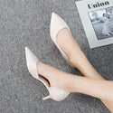 Wild Work Stiletto Pumps PU Leather Nude Black Office Lady High Heels 5cm 7cm Pointed Toe Shoes Women Casual Spring New Tacones