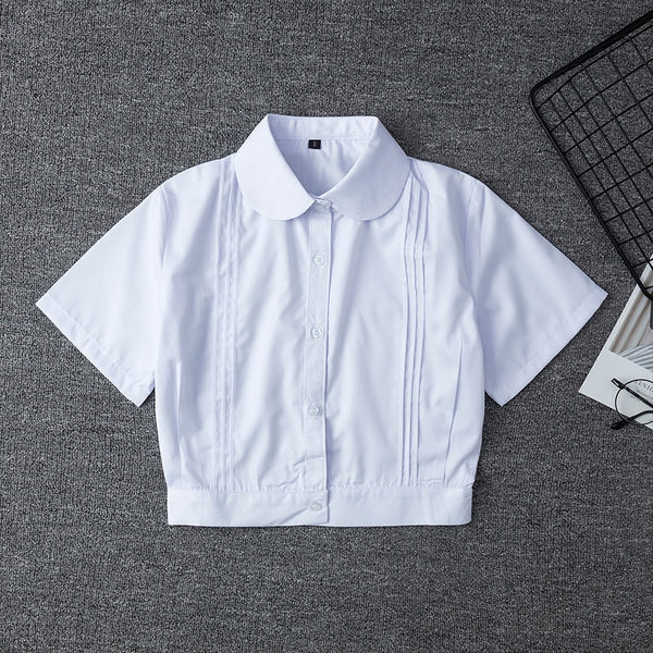 Japanese School Uniform For Girls Short Sleeve White Shirt School Dress Jk Sailor Suit Tops Business Work Uniforms For Women