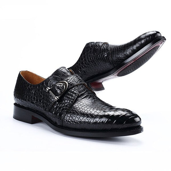 Bespoke handmade high-end dress shoes men's business luxury leather shoes wiht strap buckle