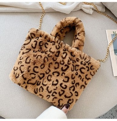 Fur Bag animal print leopard bag women ladies winter warm crossbody bags famous Brand Large Capacity shoudler Clutch 2019 new
